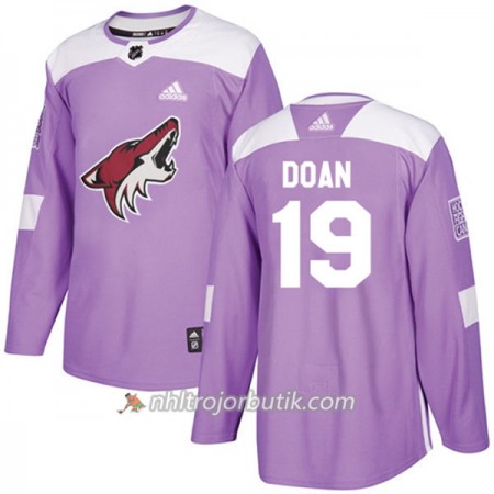 Män Ishockey Arizona Coyotes Tröja Shane Doan 19 Adidas 2017-2018 Lila Fights Cancer Practice Authentic